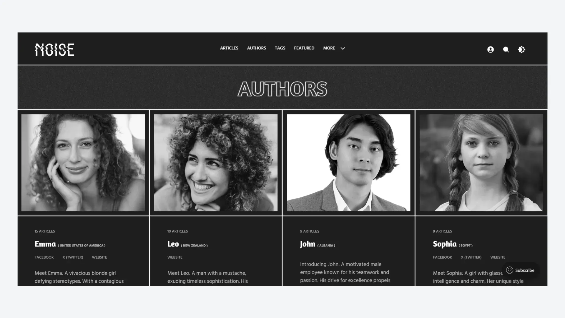 Custom Authors Page in Noise Ghost Theme